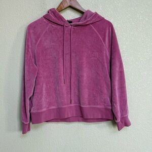 J.Crew Women’s Pink Velour‎ Hooded Sweatshirt Soft Long Sleeve Hoodie Small Cozy